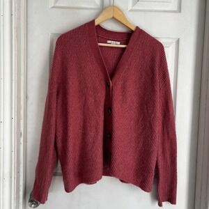 American Eagle Outfitters Oversized Knit Cardigan Rosewood Red Button Front M